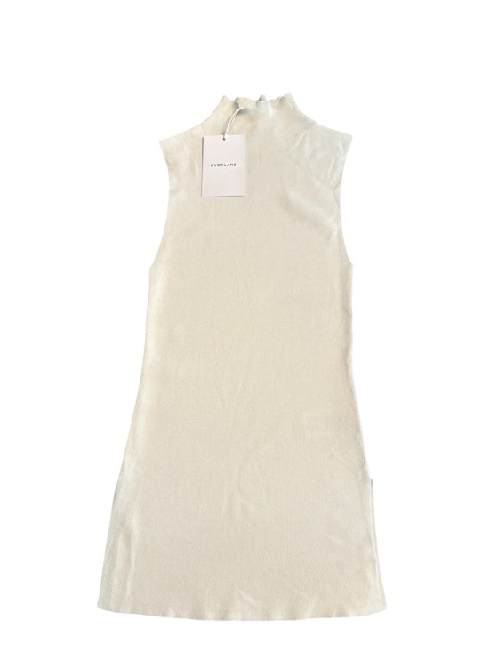 Everlane women’s The Viscose Mock Neck Top fine ribbed Light Beige Size XS NWT - Picture 5 of 9